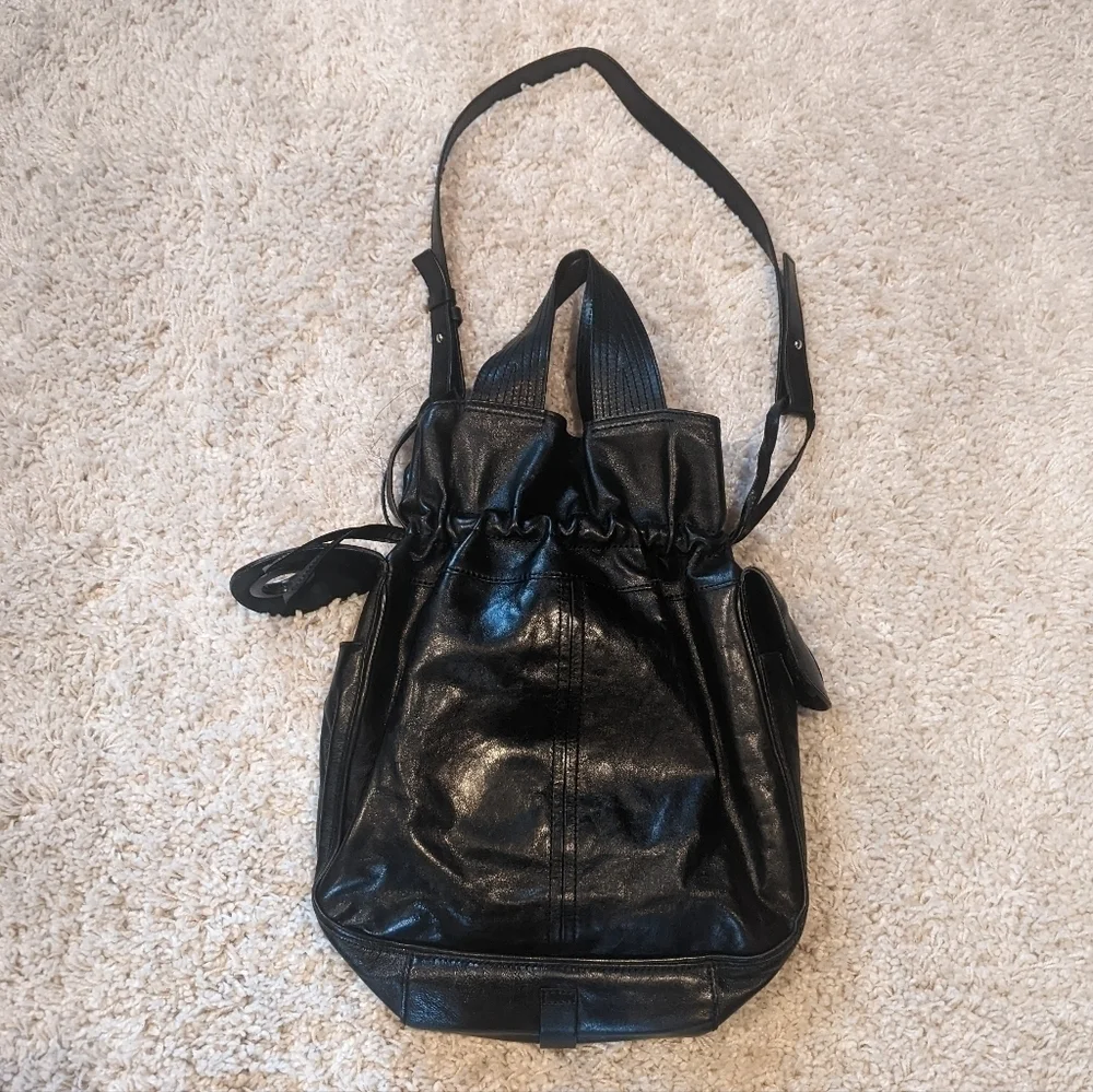 Francesco Biasia Black Leather Purse Hobo Bag Tote